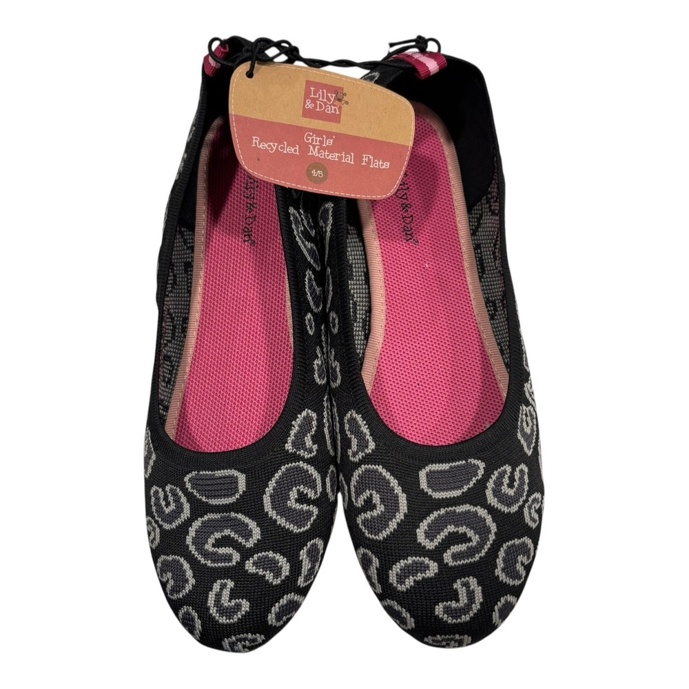 Lily And Dan Girls Flats Size 4-5 Black & Gray Paisley Made w/ Recycled Material